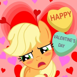 Size: 521x521 | Tagged: safe, artist:gutovi, applejack, g4, blushing, female, heart, solo, tsundere, tsunjack, valentine's day