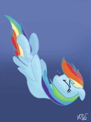 Size: 340x454 | Tagged: safe, artist:pannagirl, rainbow dash, g4, falling, female, solo