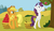 Size: 2000x1146 | Tagged: safe, artist:misstickles, applejack, rarity, g4, apple, basket, magic, tree