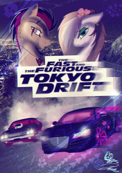 Size: 1500x2135 | Tagged: safe, artist:mennorino, artist:pinkyaudir8, oc, oc only, oc:pinky, fast and furious, flower, ponified, poster, the fast and furious: tokyo drift