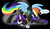 Size: 1280x750 | Tagged: safe, artist:blackbewhite2k7, artist:selective-yellow, rainbow dash, rarity, pegasus, pony, unicorn, g4, batman, batmare, catmare, catwoman, collaboration, crossover, dc comics, duo, female, lesbian, mare, parody, protecting, rescue, ship:raridash, shipping