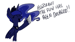 Size: 1195x675 | Tagged: safe, artist:celeste-cat, princess luna, g4, luna eclipsed, eyes closed, female, nightmare night, simple background, solo