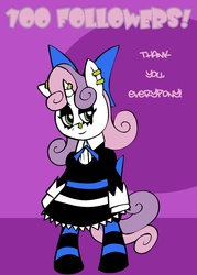 Size: 1500x2100 | Tagged: safe, artist:pembroke, sweetie belle, pony, unicorn, anarchy stocking, bipedal, clothes, cosplay, costume, female, meanie belle, old art, panty and stocking with garterbelt, solo