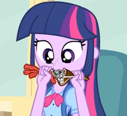 Size: 699x639 | Tagged: safe, artist:tiarawhy, edit, screencap, twilight sparkle, equestria girls, g4, my little pony equestria girls, attack on titan, cropped, female, omnivore twilight, ponies eating humans, ponies eating meat, solo