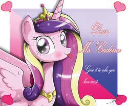 Size: 1825x1518 | Tagged: safe, artist:the-butch-x, princess cadance, alicorn, pony, g4, female, heart, heart eyes, solo, tongue out, wingding eyes
