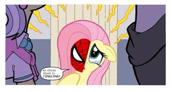 Size: 890x477 | Tagged: safe, edit, fluttershy, g4, comic, male, spider-man