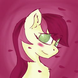 Size: 800x800 | Tagged: safe, artist:horseofpretense, roseluck, g4, blushing, chest fluff, female, solo