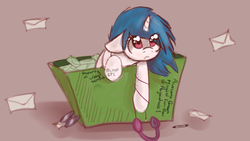 Size: 2560x1440 | Tagged: safe, artist:strangemoose, dj pon-3, vinyl scratch, g4, female, headphones, mail, solo