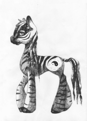 Size: 2529x3503 | Tagged: safe, artist:wolfiedrawie, oc, oc only, zebra, high res, looking at you, profile, solo, traditional art