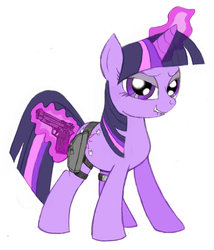 Size: 827x966 | Tagged: safe, artist:gilgondorin, twilight sparkle, g4, beretta, female, gun, magic, pistol, solo, weapon