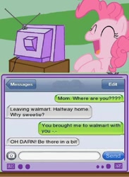 Size: 511x700 | Tagged: safe, pinkie pie, g4, chat, exploitable meme, imessage, ios, parenting, tv meme, walmart