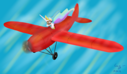 Size: 900x529 | Tagged: safe, artist:wolver87, princess celestia, g4, female, plane, solo