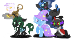 Size: 1366x720 | Tagged: safe, artist:gummythemlpalligator, gilda, king sombra, nightmare moon, queen chrysalis, trixie, alicorn, changeling, changeling queen, griffon, nymph, pony, unicorn, g4, colt, colt sombra, cute, cutealis, female, filly, filly queen chrysalis, foal, gildadorable, male, moonabetes, nightmare woon, simple background, sombradorable, transparent background, younger