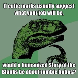Size: 432x432 | Tagged: safe, story of the blanks, meme, philosoraptor, text