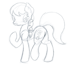 Size: 1200x1100 | Tagged: safe, artist:fantasyglow, silver spoon, earth pony, pony, g4, adult, butt, female, mare, monochrome, older, older silver spoon, plot, solo