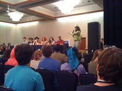 Size: 1600x1200 | Tagged: safe, human, trotcon, trotcon 2013, convention, dave polsky, irl, irl human, panel, photo