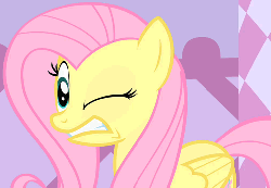 Size: 504x349 | Tagged: safe, screencap, fluttershy, pony, g4, season 1, stare master, animated, cropped, female, floppy ears, loop, offscreen character, solo