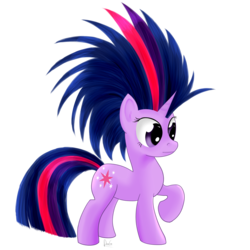 Size: 2000x2000 | Tagged: safe, artist:dragonfoorm, twilight sparkle, pony, unicorn, g4, games ponies play, season 3, 2013, alternate hairstyle, female, horn, mare, porcupine hair, raised hoof, simple background, solo, transparent background, unicorn twilight