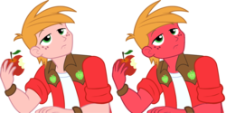 Size: 1840x921 | Tagged: safe, artist:thewolfssky, big macintosh, equestria girls, g4, my little pony equestria girls, alternate color palette, color redesign, comparison, male, redesign, simple background, solo, transparent background, vector