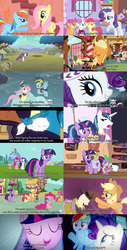 Size: 1706x3360 | Tagged: safe, edit, edited screencap, screencap, ahuizotl, apple bloom, applejack, fido, fluttershy, gummy, owlowiscious, pinkie pie, rainbow dash, rarity, rover, scootaloo, shining armor, spike, spot, sweetie belle, twilight sparkle, equestria girls, g4, my little pony equestria girls, ahuizotl's cats, comic, cutie mark crusaders, hand, subtitles