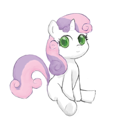 Size: 870x969 | Tagged: safe, artist:hetdegon, sweetie belle, g4, cute, female, looking at you, simple background, sitting, smiling, solo, underhoof, white background