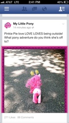 Size: 640x1136 | Tagged: safe, pinkie pie, g4, official, facebook, female, ios, iphone, irl, my little pony logo, photo, toy, walkin' talkin' pinkie pie