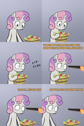 Size: 2000x3000 | Tagged: safe, applejack, sweetie belle, g4, apple, exploitable meme, gun, shotgun, sweetie's note meme, weapon