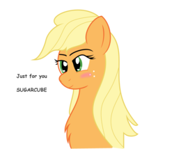 Size: 3500x3000 | Tagged: safe, artist:lordzid, applejack, g4, blushing, chest fluff, female, loose hair, simple background, solo