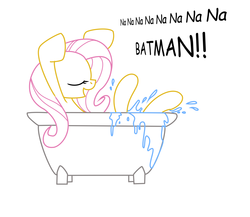 Size: 3000x2600 | Tagged: safe, artist:joey darkmeat, artist:lordzid, fluttershy, pony, g4, bath, bathtub, batman, comic sans, cute, female, shyabetes, solo