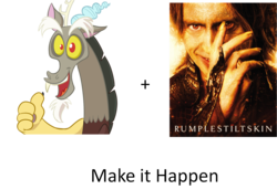 Size: 1390x951 | Tagged: safe, discord, g4, exploitable meme, make it happen, mr. gold, once upon a time, rumplestiltskin