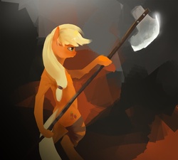 Size: 1280x1152 | Tagged: safe, artist:palibyte, applejack, g4, axe, bipedal, female, solo, weapon