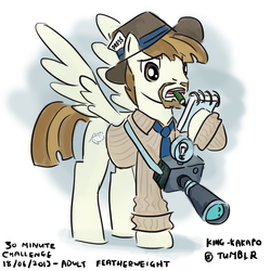 Size: 1000x1000 | Tagged: safe, artist:king-kakapo, featherweight, pegasus, pony, g4, 30 minute art challenge, beard, camera, clothes, male, older, solo