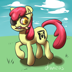 Size: 1000x1000 | Tagged: safe, artist:draneas, apple bloom, earth pony, pony, g4, 30 minute art challenge, eyepatch, female, filly, foal, pirate, solo