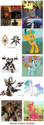 Size: 712x2000 | Tagged: safe, big macintosh, chief thunderhooves, flam, princess celestia, rover, snails, snips, earth pony, ork, pony, g4, chaos space marine, daemon prince, dawn of war, english, exploitable meme, farseer taldeer, guardsman, male, same voice actor, scott mcneil, shas'o kais, space marine, stallion, warhammer (game), warhammer 40k