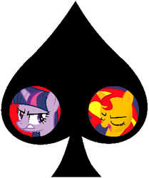 Size: 315x376 | Tagged: safe, sunset shimmer, twilight sparkle, pony, g4, female, homestuck, kismesis, lesbian, quadrant shipping, ship:sunsetsparkle, shipping