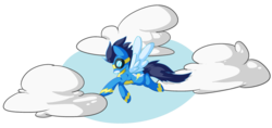 Size: 2862x1356 | Tagged: safe, artist:atomic-juice, soarin', pegasus, pony, g4, clothes, cloud, cloudy, flying, male, pixel art, simple background, solo, stallion, transparent background, uniform, wonderbolts uniform