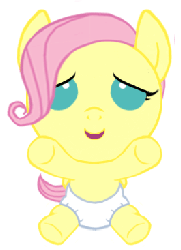 Size: 266x367 | Tagged: safe, artist:rlyoff, fluttershy, pony, g4, animated, baby, baby pony, babyshy, cute, diaper, female, foal, reaching, shyabetes, simple background, solo, upsies, white background, younger
