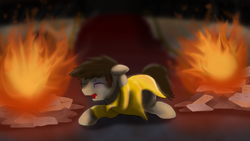 Size: 1366x768 | Tagged: safe, artist:inkblu, pony, discworld, going postal, moist von lipwig, ponified, solo