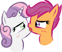 Size: 202x168 | Tagged: safe, artist:ponixes, scootaloo, sweetie belle, pegasus, pony, unicorn, g4, blushing, bust, female, filly, french kiss, kiss on the lips, kissing, lesbian, lowres, ship:scootabelle, shipping, tongue out