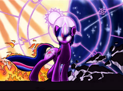 Size: 13033x9633 | Tagged: safe, artist:doomsp0rk, twilight sparkle, pony, unicorn, g4, female, glowing eyes, magic, magic circle, mare, solo, unicorn twilight