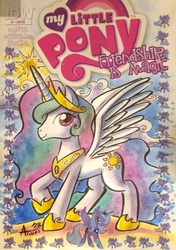 Size: 600x854 | Tagged: safe, artist:agnes garbowska, idw, princess celestia, princess luna, alicorn, pony, g4, comic cover, cover, female, mare, s1 luna, traditional art