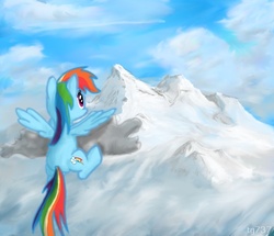 Size: 665x573 | Tagged: safe, artist:tg737, rainbow dash, g4, female, mountain, scenery, solo