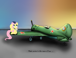 Size: 1959x1500 | Tagged: safe, artist:filincool, fluttershy, g4, aircraft, female, fighter, plane, polikarpov i-16, solo