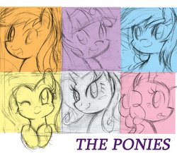 Size: 958x833 | Tagged: safe, artist:danmakuman, applejack, fluttershy, pinkie pie, rainbow dash, rarity, twilight sparkle, g4, mane six, sketch