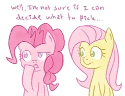 Size: 657x508 | Tagged: safe, artist:biscuitpone, fluttershy, pinkie pie, ask fluttershy and pinkie pie, g4