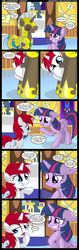 Size: 1164x3698 | Tagged: dead source, safe, artist:veggie55, twilight sparkle, oc, alicorn, pony, unicorn, g4, comic, dark comedy, female, filly, mare, royal guard, twilight sparkle (alicorn)