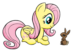 Size: 2067x1485 | Tagged: safe, artist:drawponies, fluttershy, rabbit, g4, female, solo