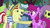 Size: 1920x1072 | Tagged: safe, artist:dtkraus, edit, edited screencap, screencap, amethyst star, berry punch, berryshine, blues, daisy, flim, flower wishes, minuette, noteworthy, parasol, sparkler, g4, the super speedy cider squeezy 6000, hub logo, wat, what has science done