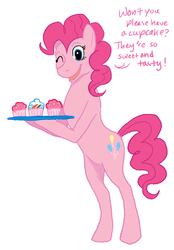 Size: 600x862 | Tagged: safe, artist:cartoonlion, pinkie pie, earth pony, pony, g4, bipedal, female, solo, tray