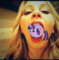 Size: 640x658 | Tagged: safe, twilight sparkle, g4, bedroom eyes, mouth hold, round, tara strong, wat